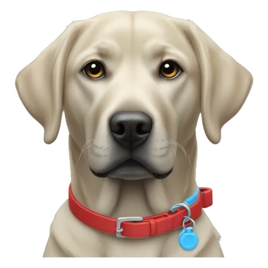 black-coloured labrador on the left with red collar, black-coloured labrador on the right with light blue collar. sticker