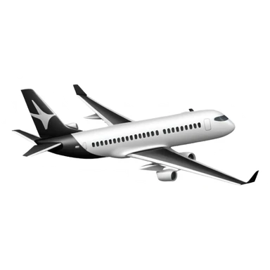 A commercial airplane side on that is black and white sticker