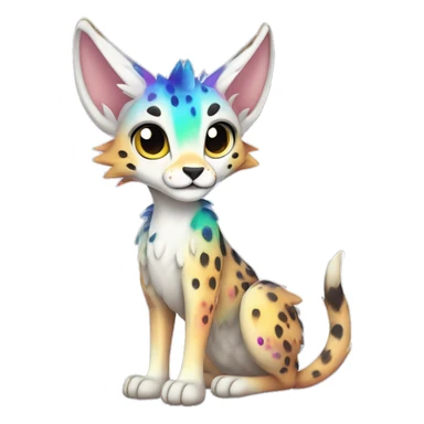 Cute Kawaii Epic Ethereal Sparkly Colorful Sergal-Serval-Vernid full body sticker