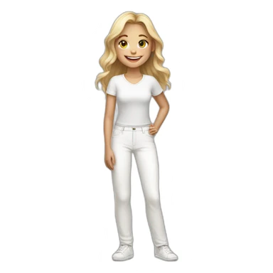 smiling girl in white pants sticker