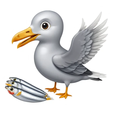 Seagull eating sardines sticker