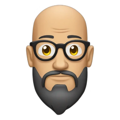 Tattooed bald man with beard and glasses, style Futurama sticker