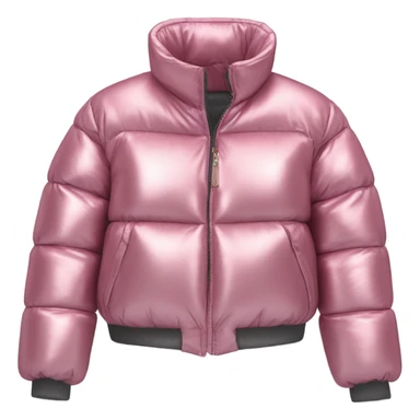 Realistic isolated side view of an open metallic pink cropped puffer jacket. sticker