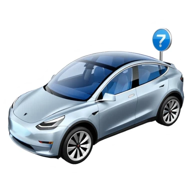A Tesla Model Y parallel parking with a blue trajectory showing the planned path sticker