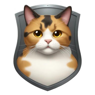 Fat calico cat with a shield  sticker