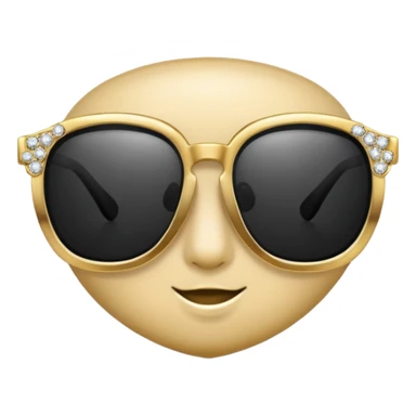 black glasses with + diamond and golden sticker