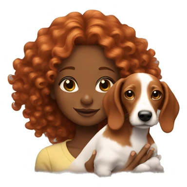 Black girl with curly ginger hair with dachshund puppy sticker