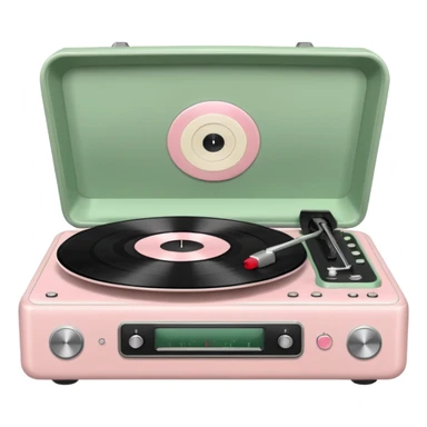 Vintage pale pink and sage vinyl player sticker
