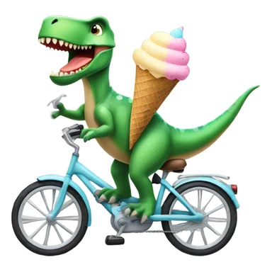 Dinosaur riding a bike with an ice cream cone  sticker