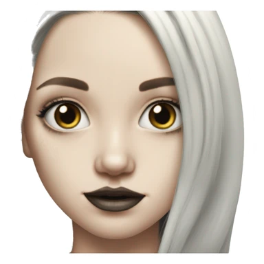 Hyperrealistic Pale girl with long black hair tattoos sticker