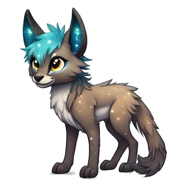 Cool cute Kawaii edgy fantasy animal sparkle fursona Fionbri creature by griffsnuff & LiLaiRa & Falvie full body sticker