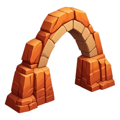 Orange, brown, and red southwestern rock formation arch, isometric  sticker