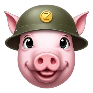 Pig in a military helmet with a symbol z sticker