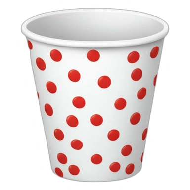 white cup with red dots sticker