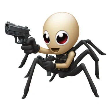 Spider with a gun sticker