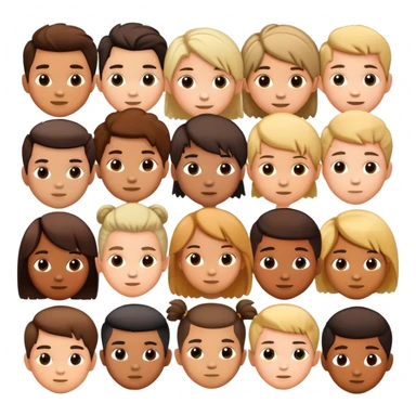 group of children's heads with various hairstyles, fun and diverse sticker