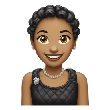 Menina cabeça preto Chanel, sorriso com aparelho dentário  sticker