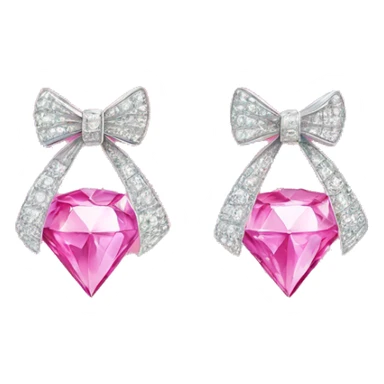 diamond earrings with a bow in pink sticker