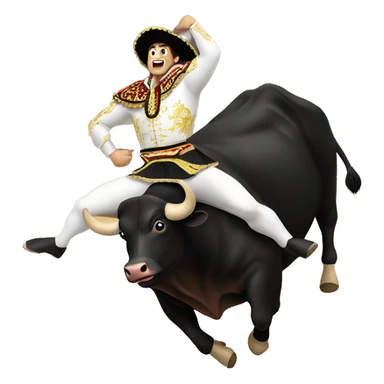 a bullfighter jumps over a bull sticker