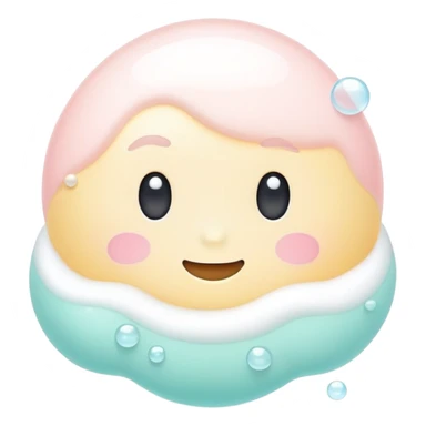 Foaming facial cleanser, minimalist, rounded, soft pastel colors, with foam bubbles sticker