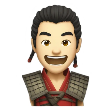 samurai manga style laughing sticker