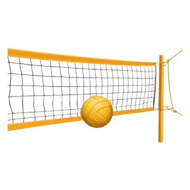 A close-up volleyball net with a ball hovering above it, set against the backdrop of a sandy volleyball court. The scene highlights the tension of an impending play, with the court lines clearly visible and a bright, sunny atmosphere surrounding the action. sticker