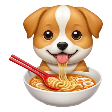 Dog eating ramen sticker