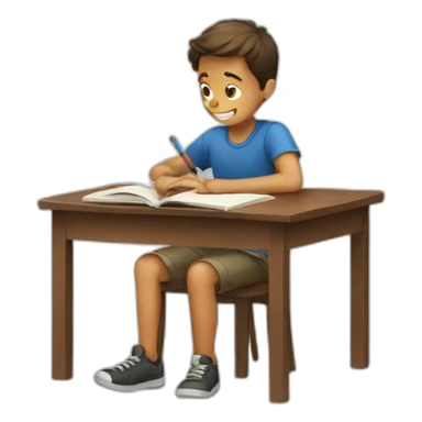 Boy studying sticker