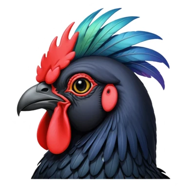 Ayam cemani rooster with black wattle black beak black comb black sticker
