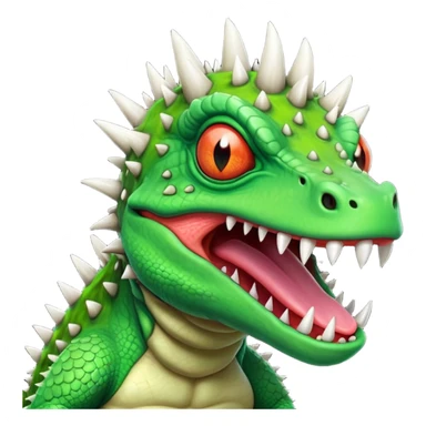 poisonous mushroom reptile monster portrait, head and shoulders only, lizard-like face, spiky mushroom growths, toxic green glow, creepy tongue, fantasy animal vibe, 3D cartoon, mobile game icon style, clean background, no text, no watermark

 sticker