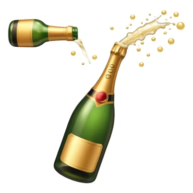 Golden champagne bottle popping sticker