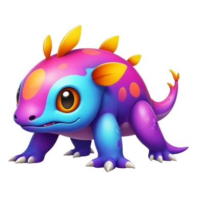 colorful vibrant Fakémon-creature with random markings sticker