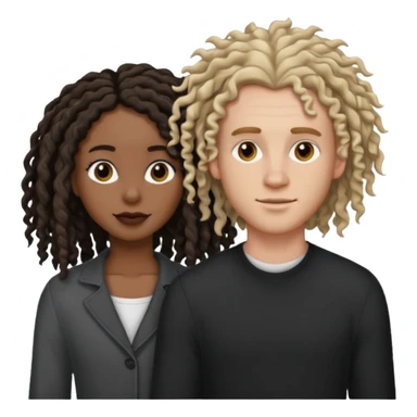 White boyfriend with medium wavy to curly hair with a black girlfriend with shoulder length thin curly dreadlocks sticker