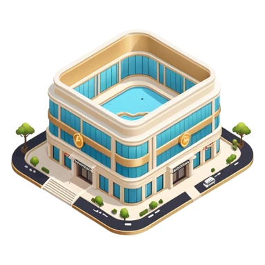 luxury shopping mall isometric exterior view sticker