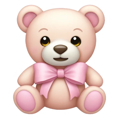  pale pink stuffed bear with bow sticker