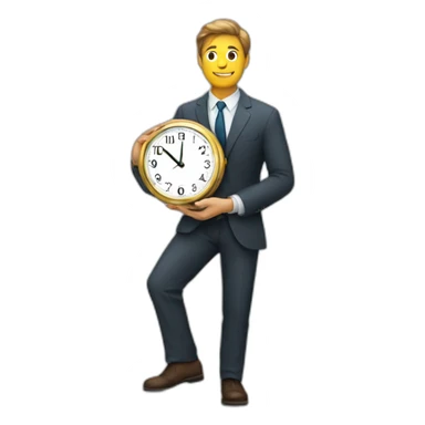 a man in a suit holding a clock in his right hand sticker