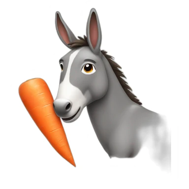 a donkey with one carrot sticking out of his back and another carrot in his mouth sticker