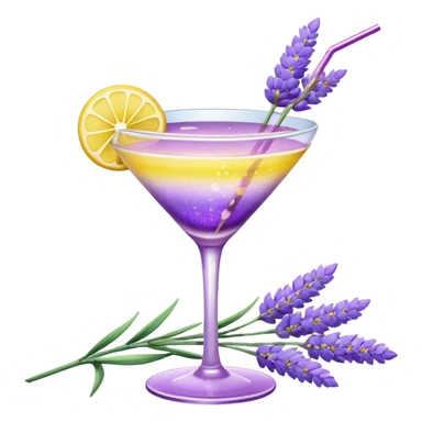 Lavender Yellow Gradient Glitter Cocktail Lavender Flower sticker