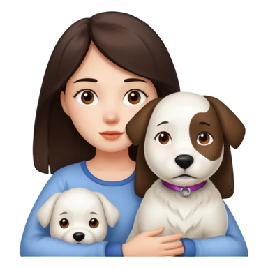 Brunette girl with big white dog sticker