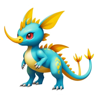 cool exotic fantasy-creature-Fakémon-Pokémon, full body, with markings sticker