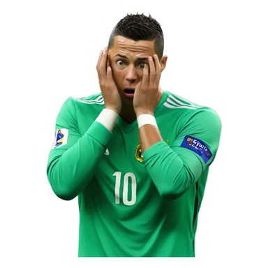 Ronaldo shocked with is two hand on his face sticker