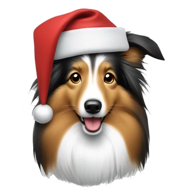 Sheltie wearing Santa hat sticker