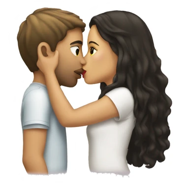 Blonde girl kissing brunette boy sticker