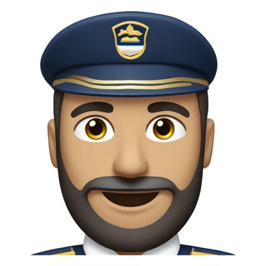 Male Persian Flight attendant with beard at United airlines navy blue uniform 2 epaulet stripes NO HAT sticker