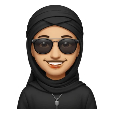 Un árabe con tu ropa negra y con gafas de sol negras que sonria sticker