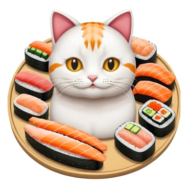 A entire cat body and all and sushi sticker