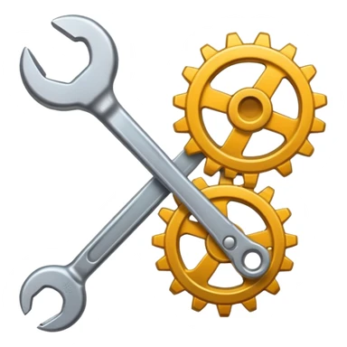 classic emoji style machine maintenance, a wrench and a gear sticker