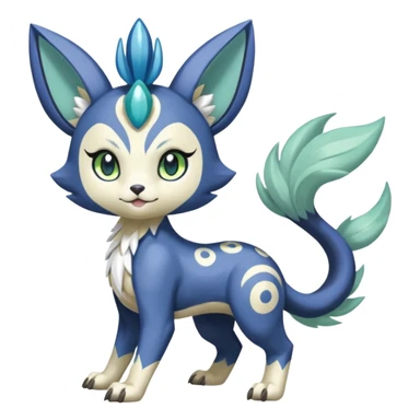 Colorful Skilled Adept Graceful Asian Painted WereGarurumon-Meloetta-Meowstic-fusion-hybrid-creature (full body) sticker