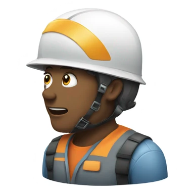 A person drooling and wearing a helmet sticker