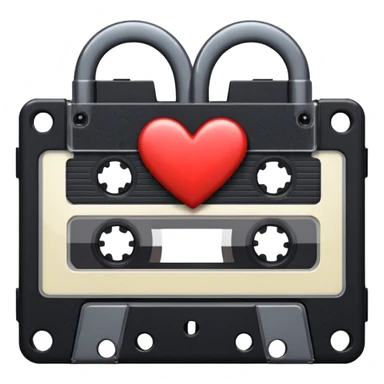 heart with a black music cassette sticker